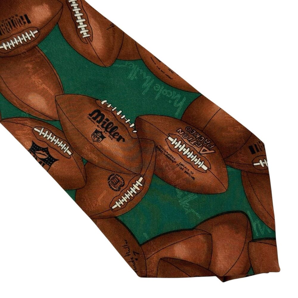 Vintage 1994 Nicole Miller Silk FOOTBALL Pigskin Mens Tie RARE